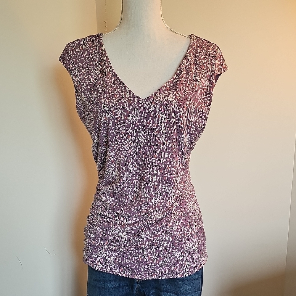 WHBM Women's Purple Patterned Top